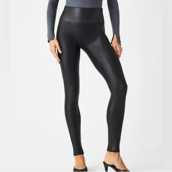 SPANX Pants - Spanx  black faux leather leggings size S
